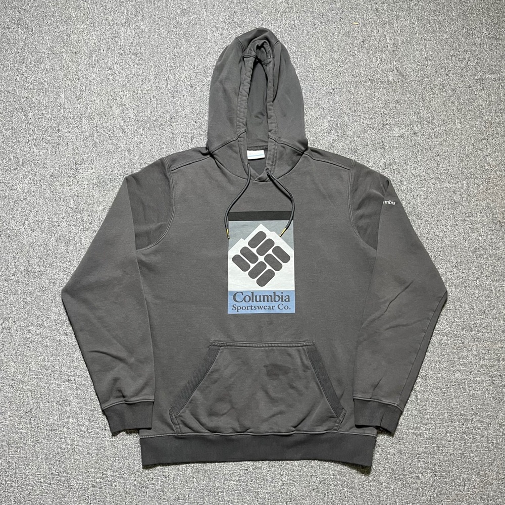 Columbia Sportswear Hoodie Size L Gray Graphic‎ Logo Pullover XM0399 Mens